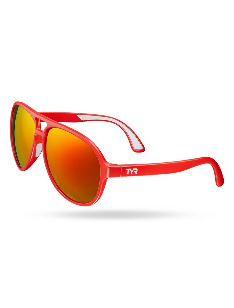 Red / Orange Tyr Goldenwest Xl Aviator Hts Polarized Women\'s Sunglasses | US-QUHO73064