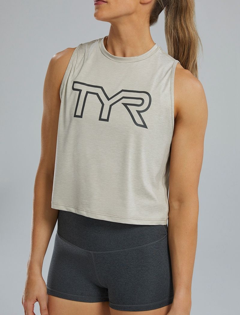 Taupe Tyr Climadry™ Cropped Tech Women's Tanks | US-CSMD62895