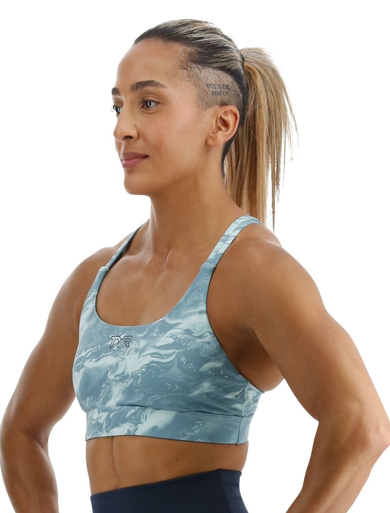 Turquoise Tyr Base Kinetic™ Dual Strap Women's Sports Bra | US-CALI38672