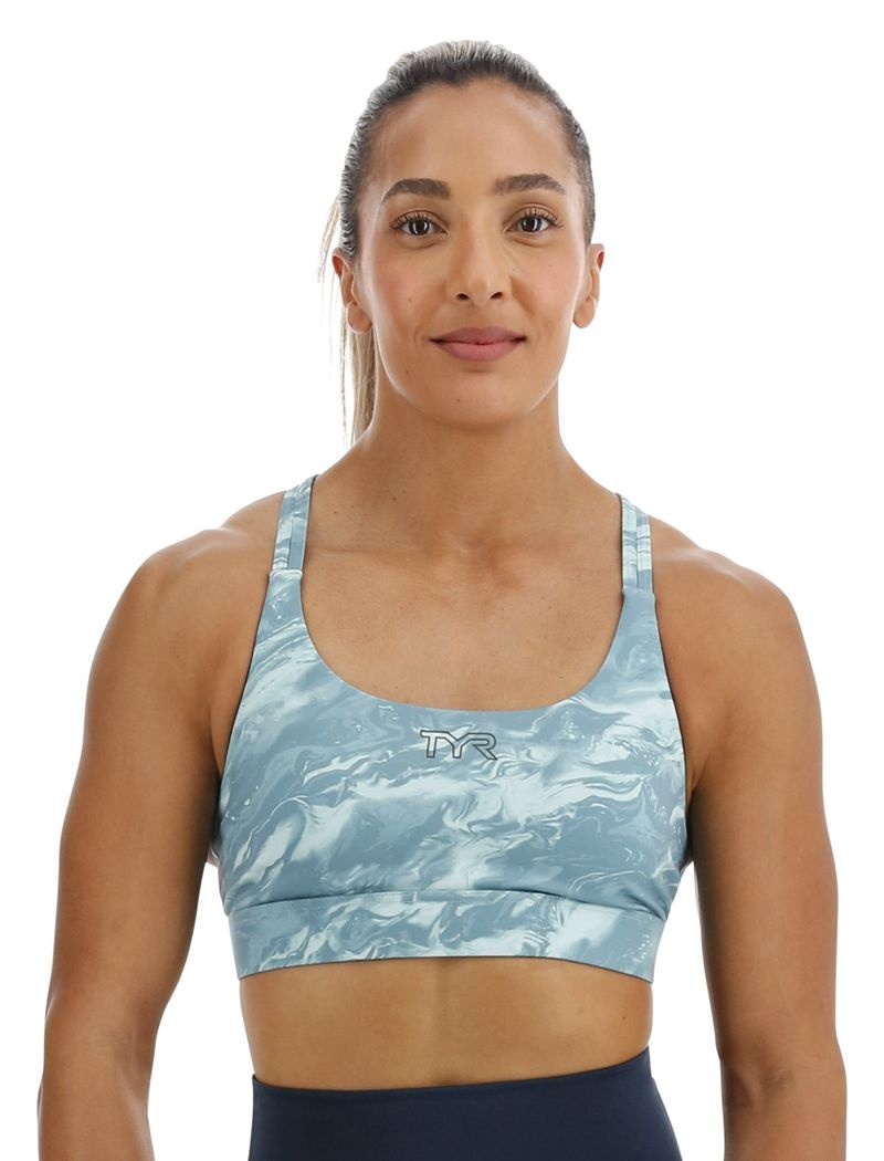 Turquoise Tyr Base Kinetic™ Dual Strap Women\'s Sports Bra | US-CALI38672