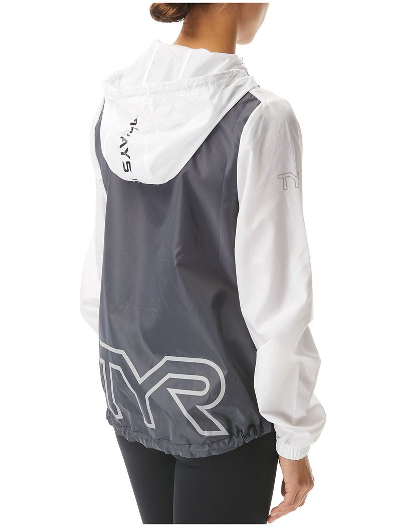 White / Black Tyr Elite Team Women's Windbreaker | US-EXAT48632