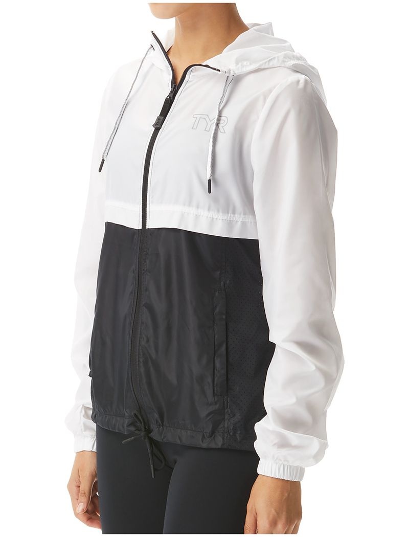 White / Black Tyr Elite Team Women\'s Windbreaker | US-EXAT48632