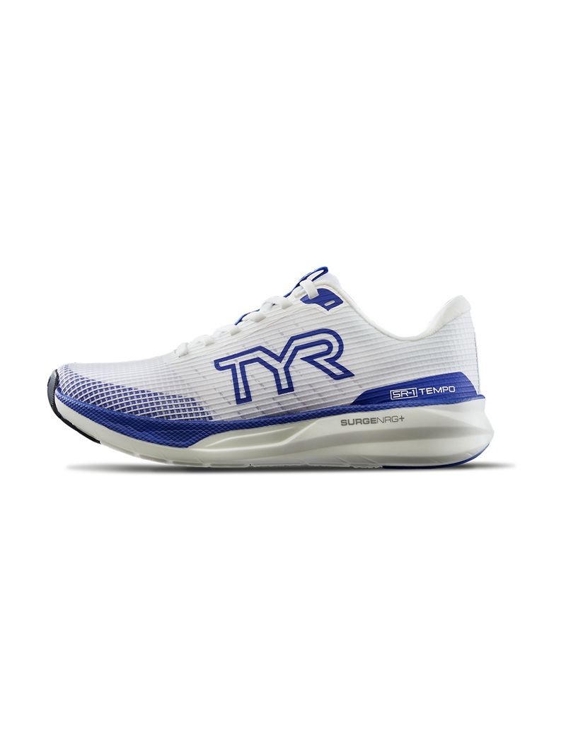 White / Blue Tyr Sr-1 Tempo Runner Men\'s Running Shoes | US-RPGY05416