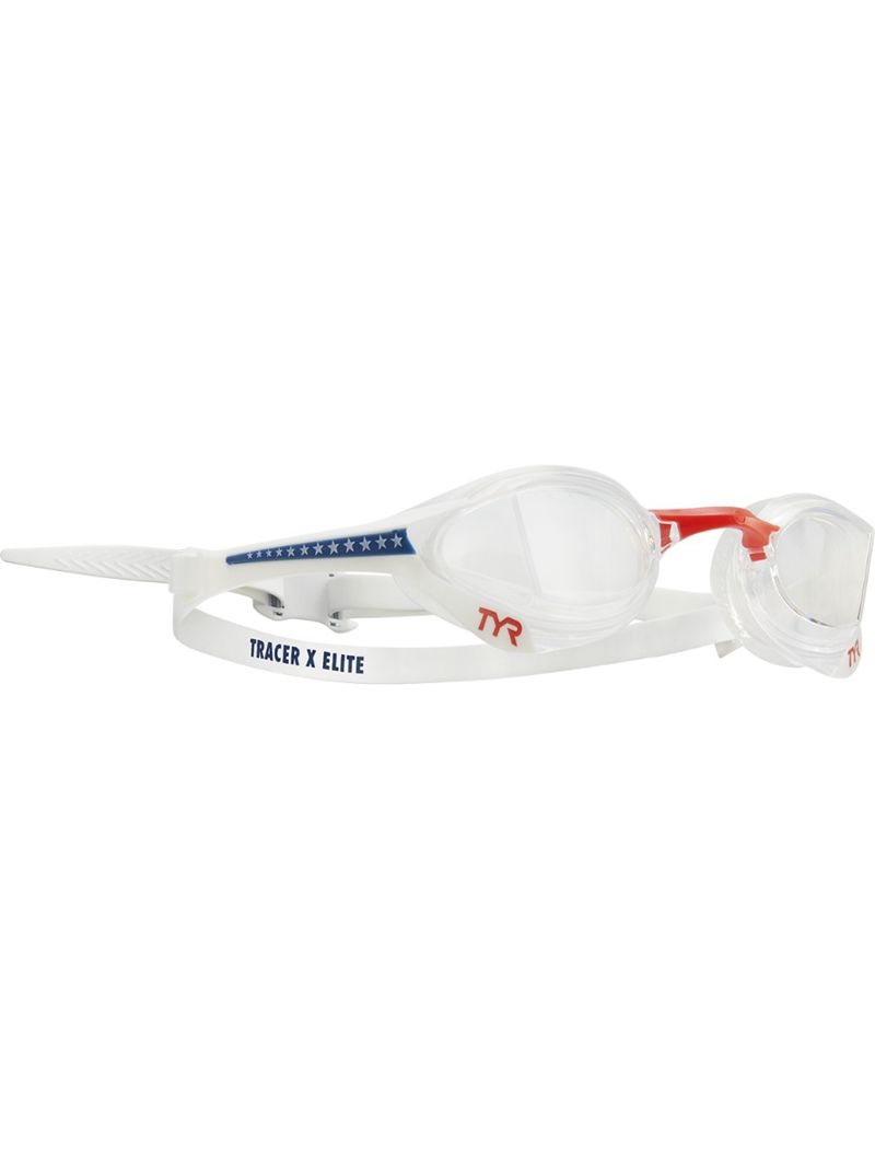 White / Red Tyr Adult Tracer-x Elite Racing Women's Goggles | US-EMUY78645