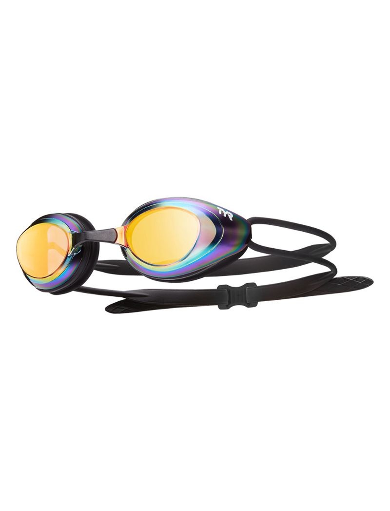 Yellow / Rainbow / Black Tyr Adult Blackhawk Mirrored Racing Men\'s Goggles | US-SHTV32510